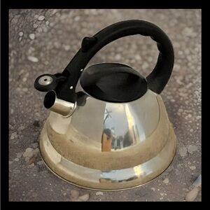 Whistling Tea Kettle Home Basics 3 Liter Brushed Stainless Steel, Coffee Hot Tea